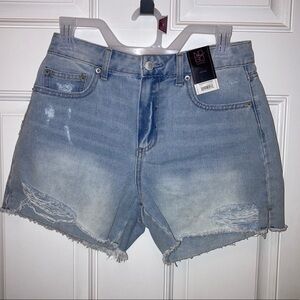 Cutoff Jean Shorts, hi-rise distressed light wash size 17
